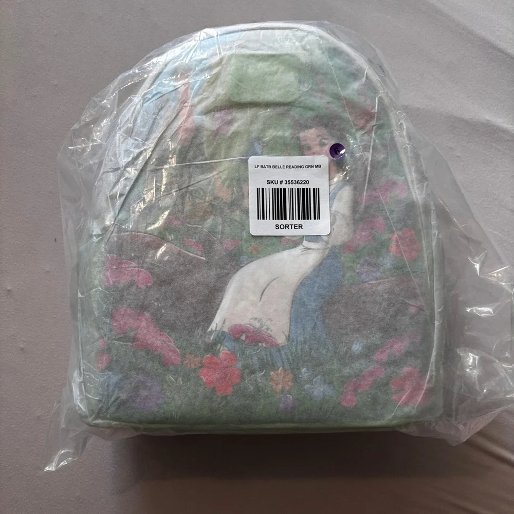 Disney Loungefly Beauty and the Beast Belle Reading Green Mini Backpack NEW